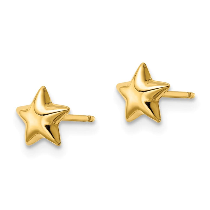 14K Yellow Gold Polished Star Post Earrings, view 2 of 4