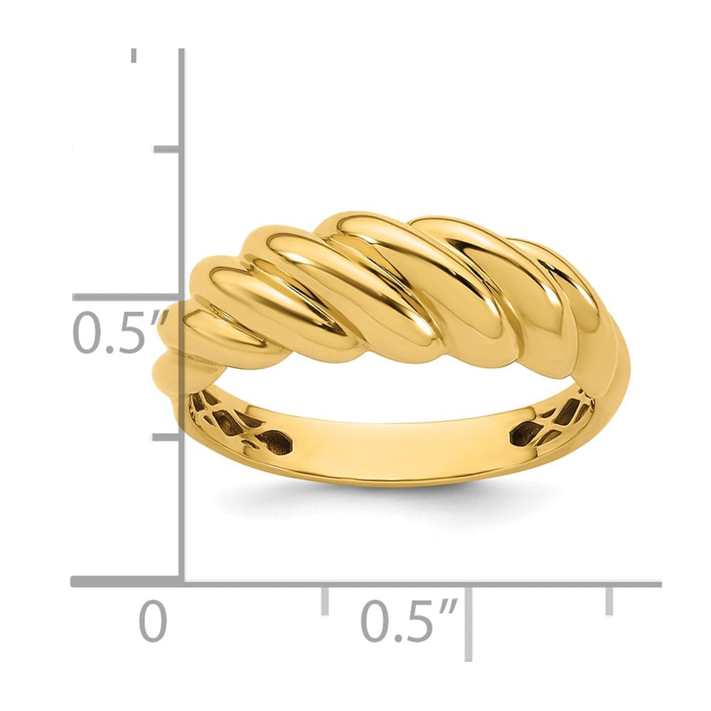 14k Yellow Gold Polished Twisted Domed Ring Ladies Stock Size 7 Ring Are Refundable