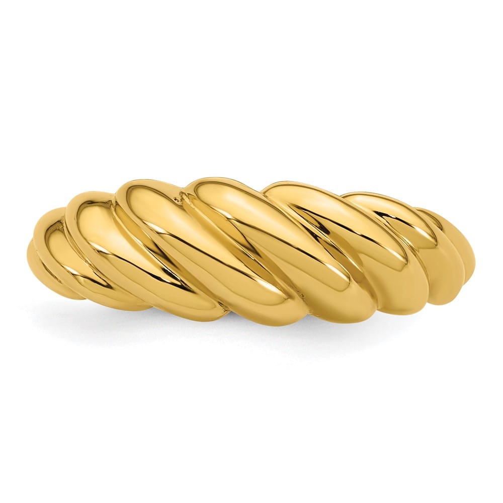 14k Yellow Gold Polished Twisted Domed Ring Ladies Stock Size 7 Ring Are Refundable