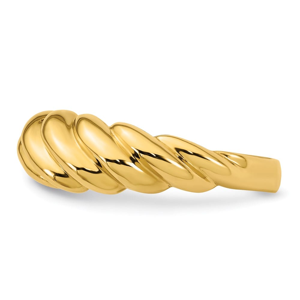14k Yellow Gold Polished Twisted Domed Ring Ladies Stock Size 7 Ring Are Refundable