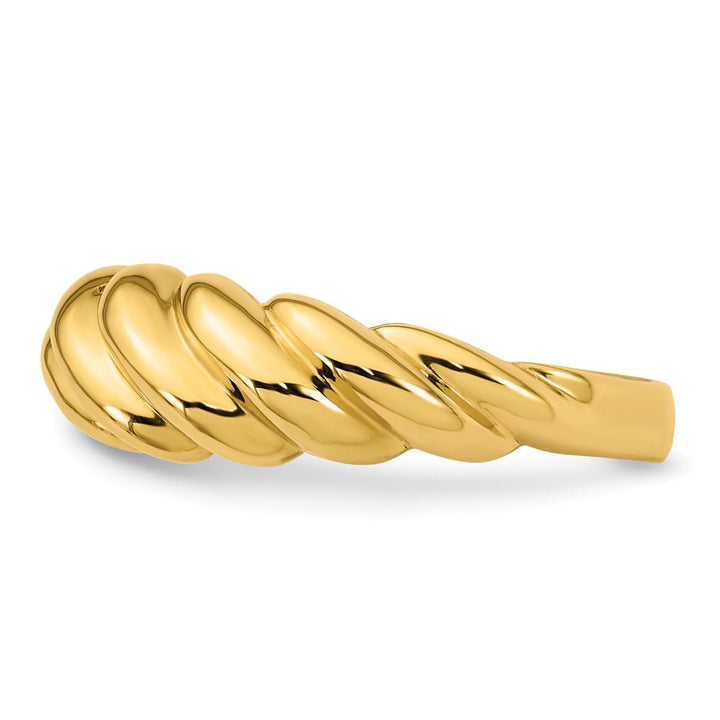 14k Yellow Gold Polished Twisted Domed Ring Ladies Stock Size 7 Ring Are Refundable