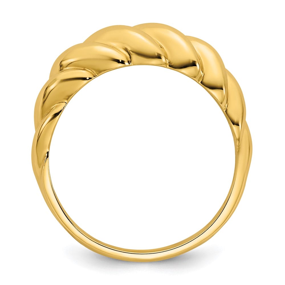 14k Yellow Gold Polished Twisted Domed Ring Ladies Stock Size 7 Ring Are Refundable