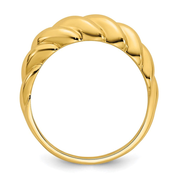 14k Yellow Gold Polished Twisted Domed Ring Ladies Stock Size 7 Ring Are Refundable