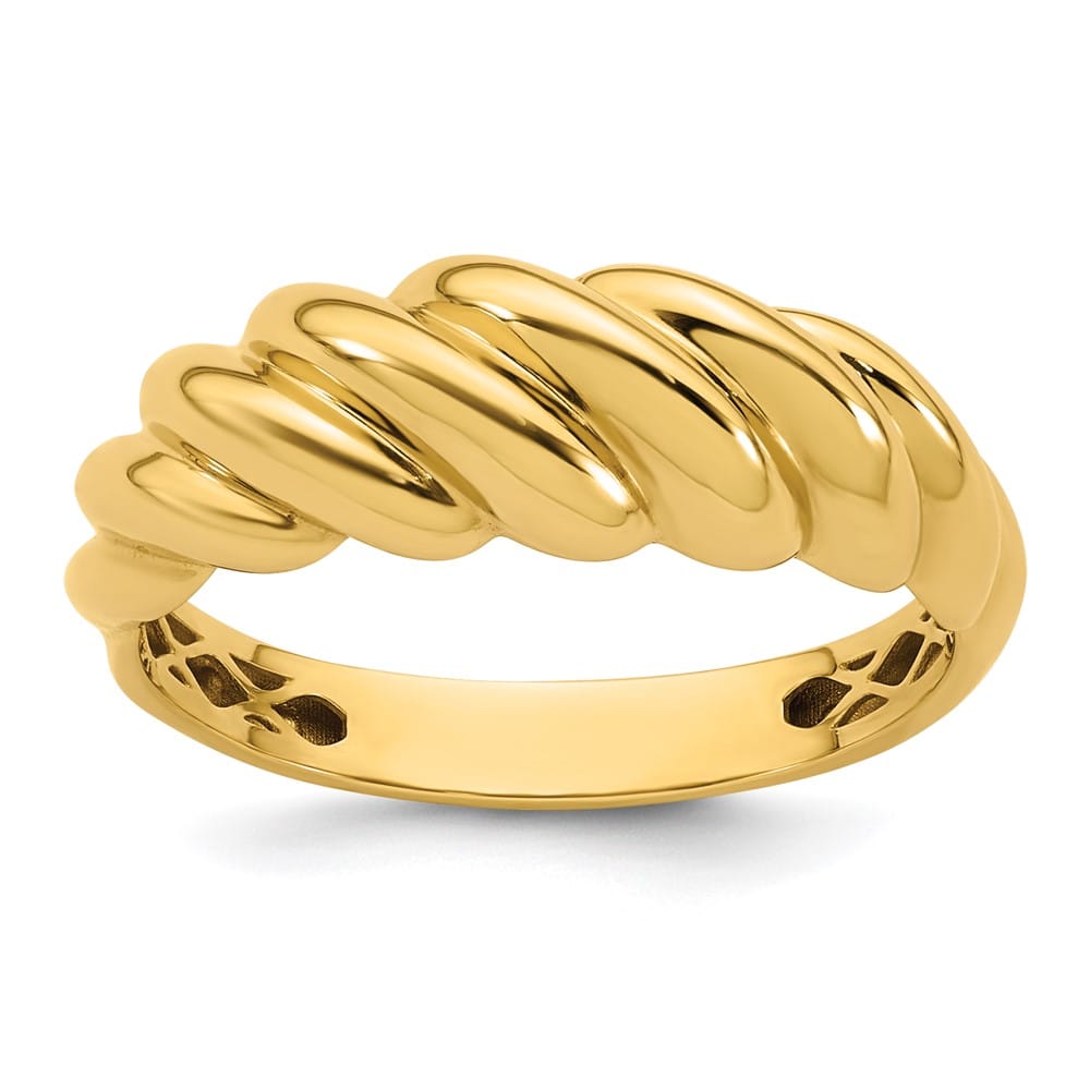 14k Yellow Gold Polished Twisted Domed Ring Ladies Stock Size 7 Ring Are Refundable
