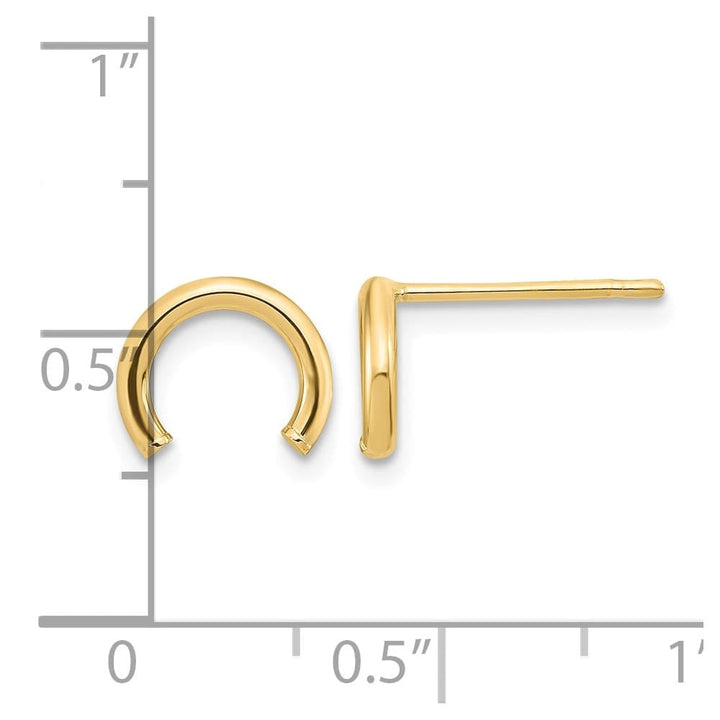 14K Yellow Gold Polished U Shape Tube Post Earrings, view 4 of 4