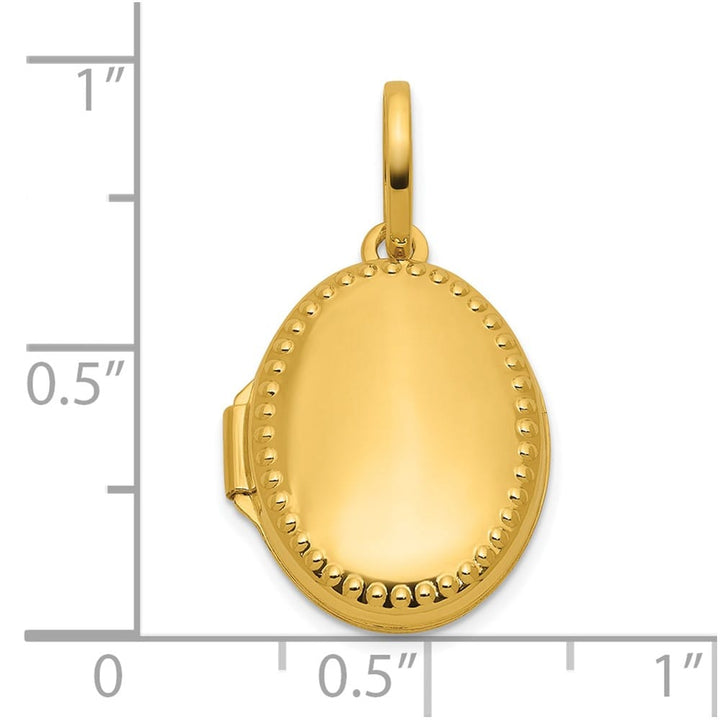 14K Yellow Gold Polished with Beaded Border 17mm Oval Locket