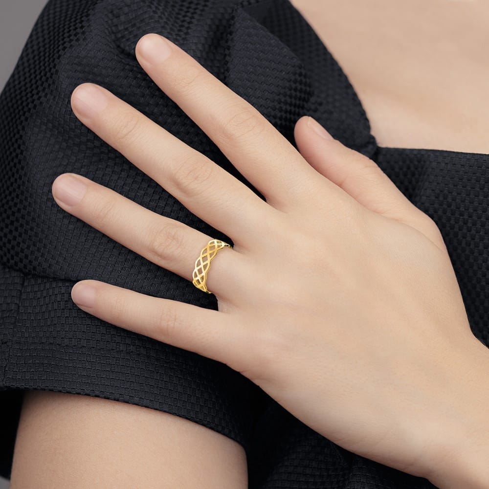 14k Yellow Gold Polished Woven Celtic Knot Band