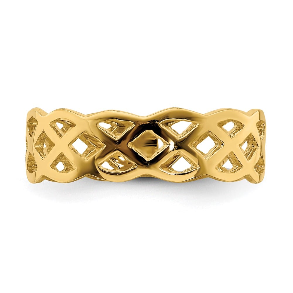 14k Yellow Gold Polished Woven Celtic Knot Band