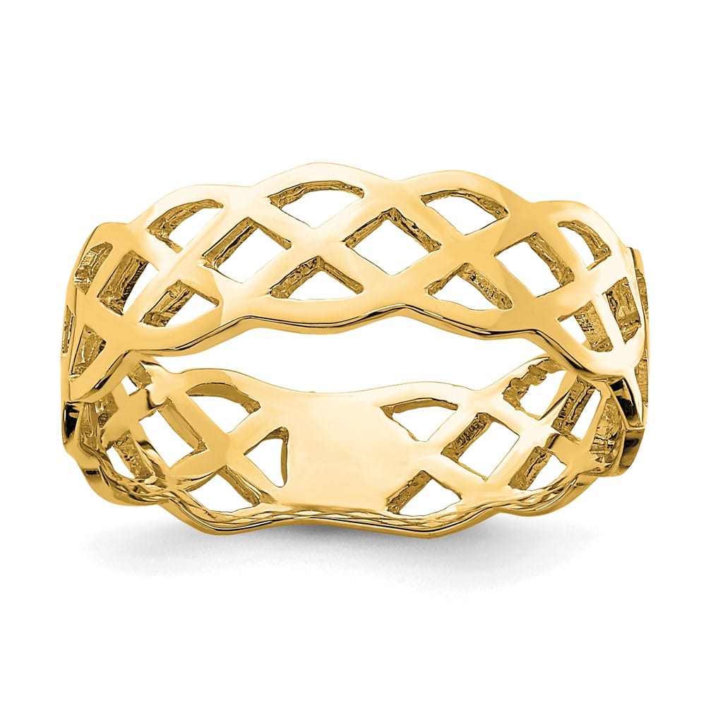14k Yellow Gold Polished Woven Celtic Knot Band