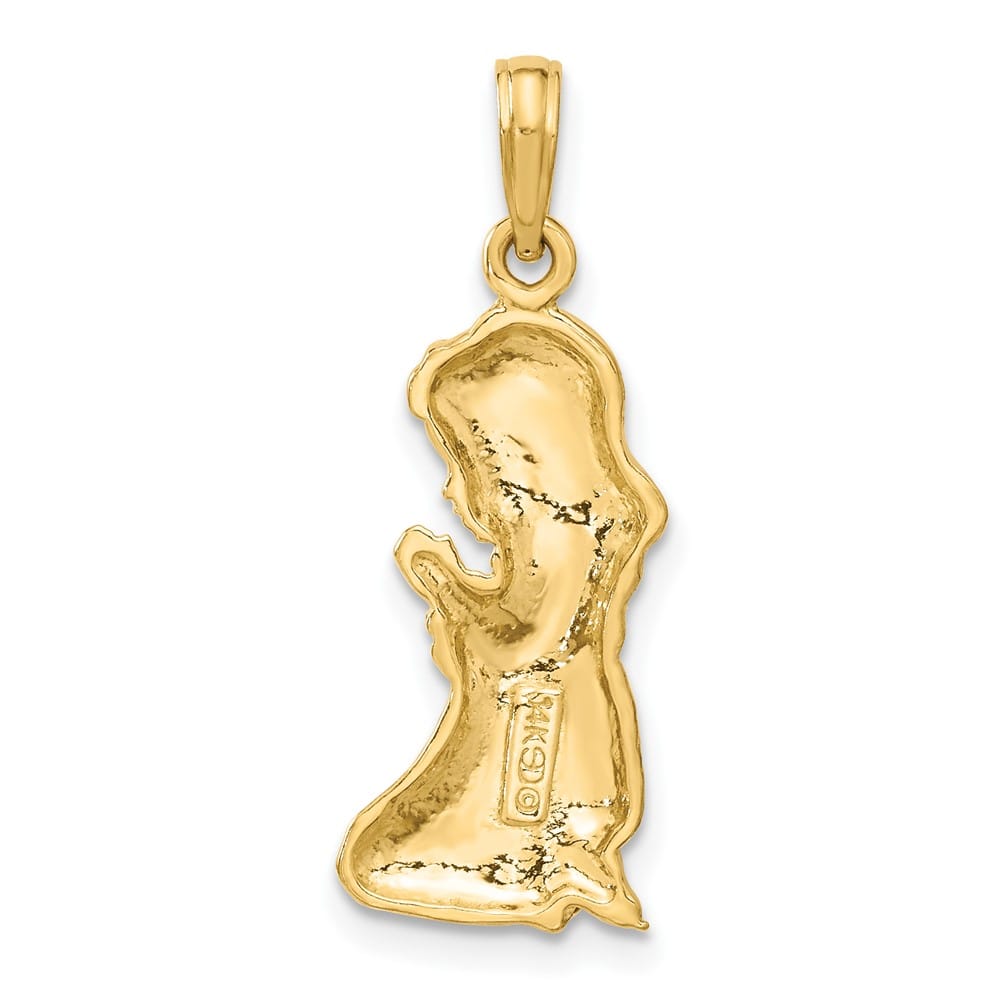 14K Yellow Gold Praying Girl Pendant