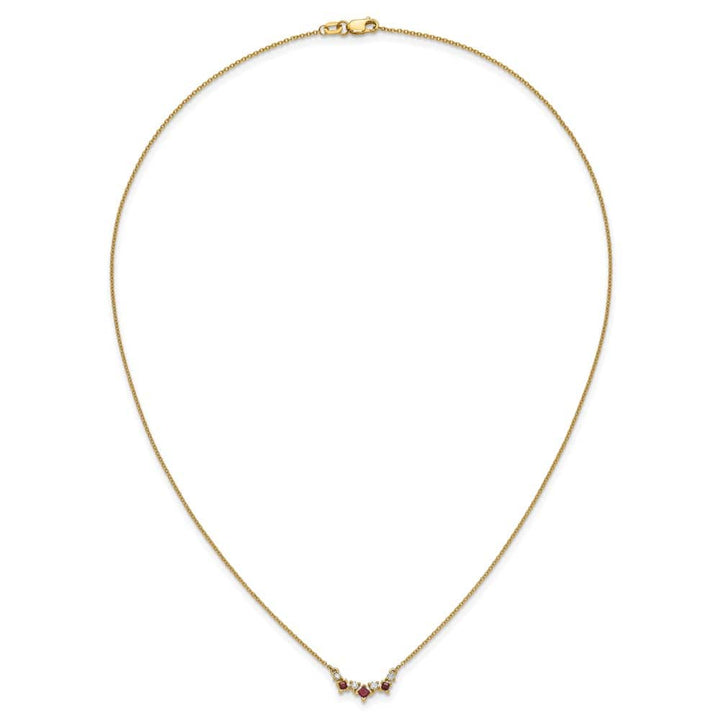 14K Yellow Gold Princess Ruby and Diamond 18 Inch Necklace