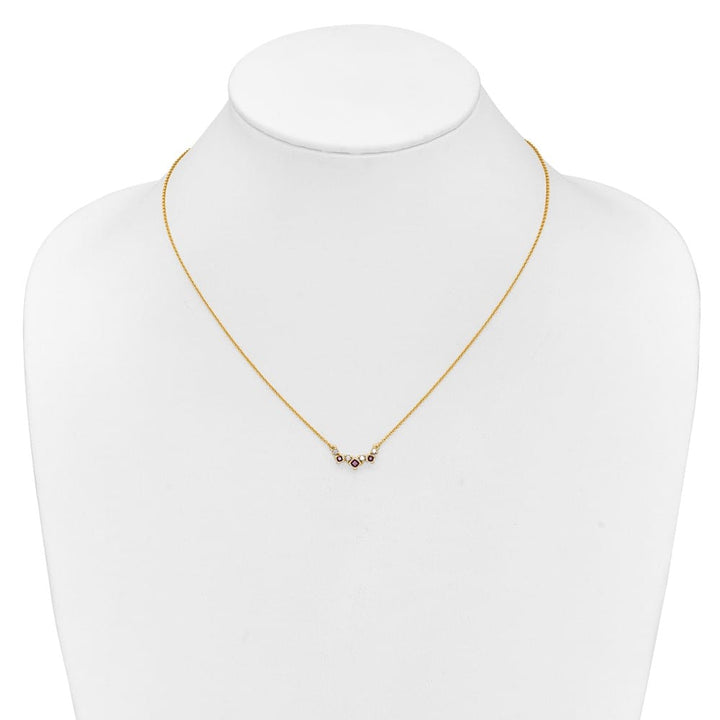 14K Yellow Gold Princess Ruby and Diamond 18 Inch Necklace