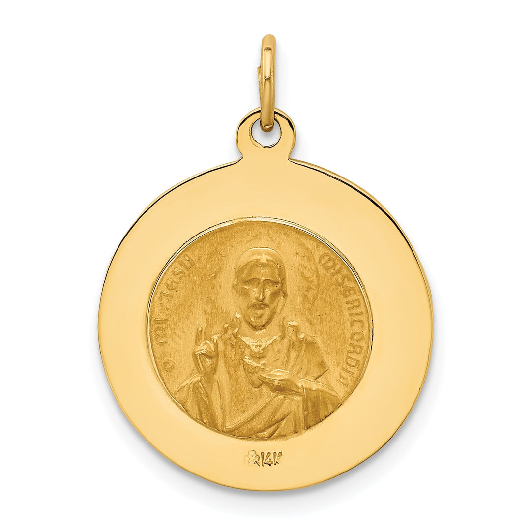 14K Yellow Gold Queen Of The Holy Scapular Medal Reversible Round