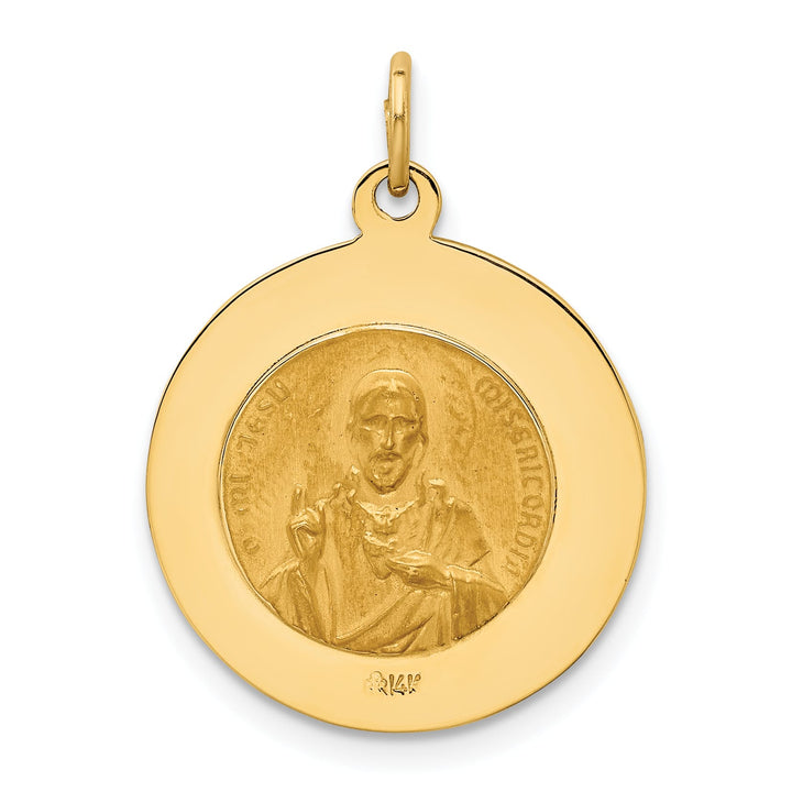 14K Yellow Gold Queen Of The Holy Scapular Medal Reversible Round
