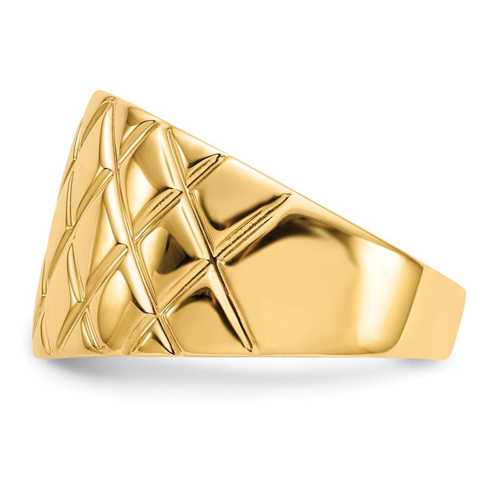 14k Yellow Gold Quilted Pattern Dome Ring