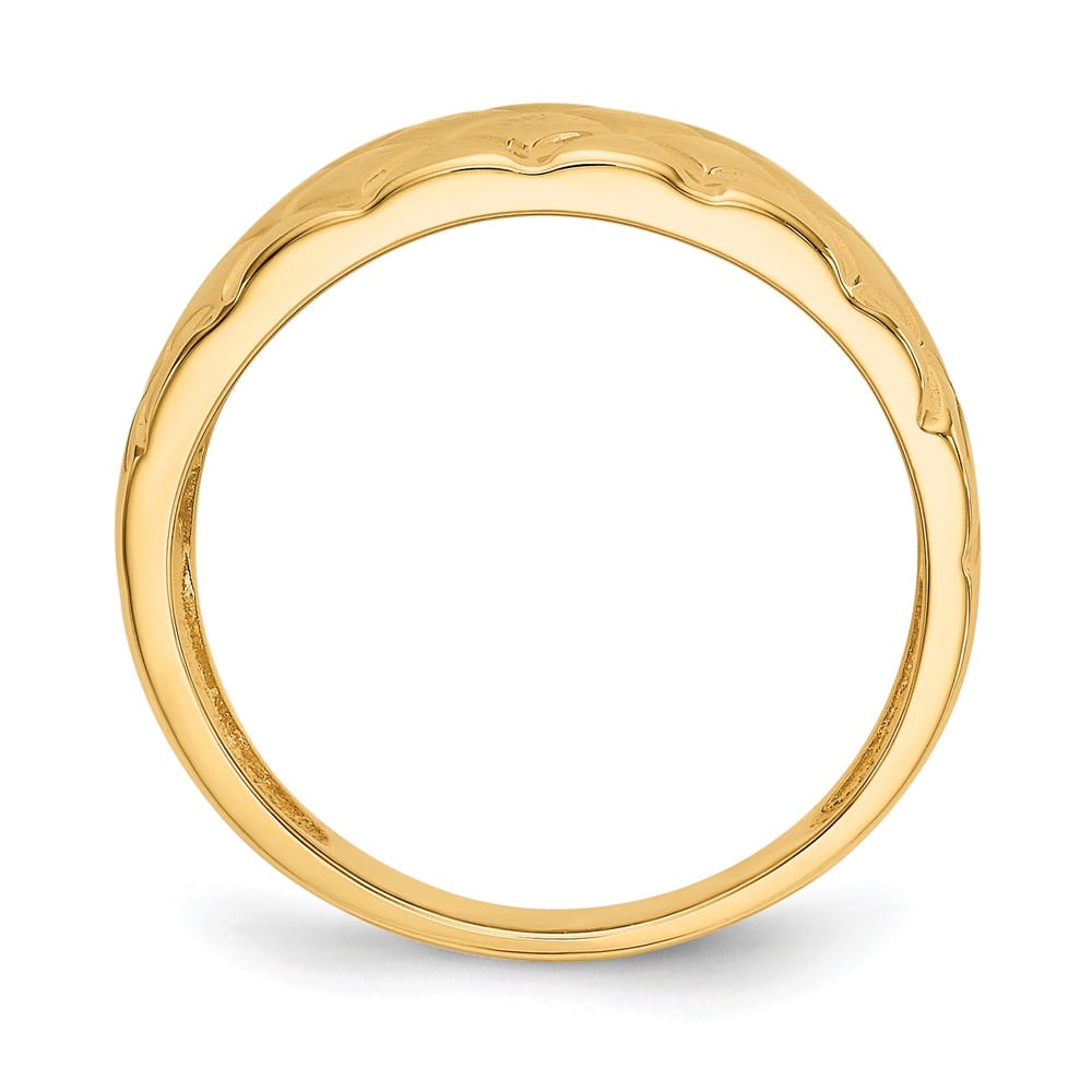 14k Yellow Gold Quilted Pattern Dome Ring