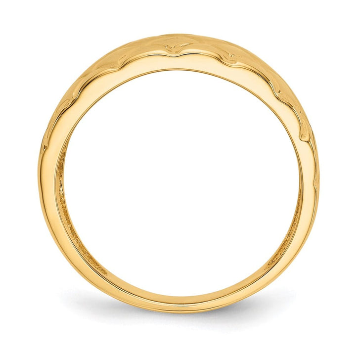 14k Yellow Gold Quilted Pattern Dome Ring