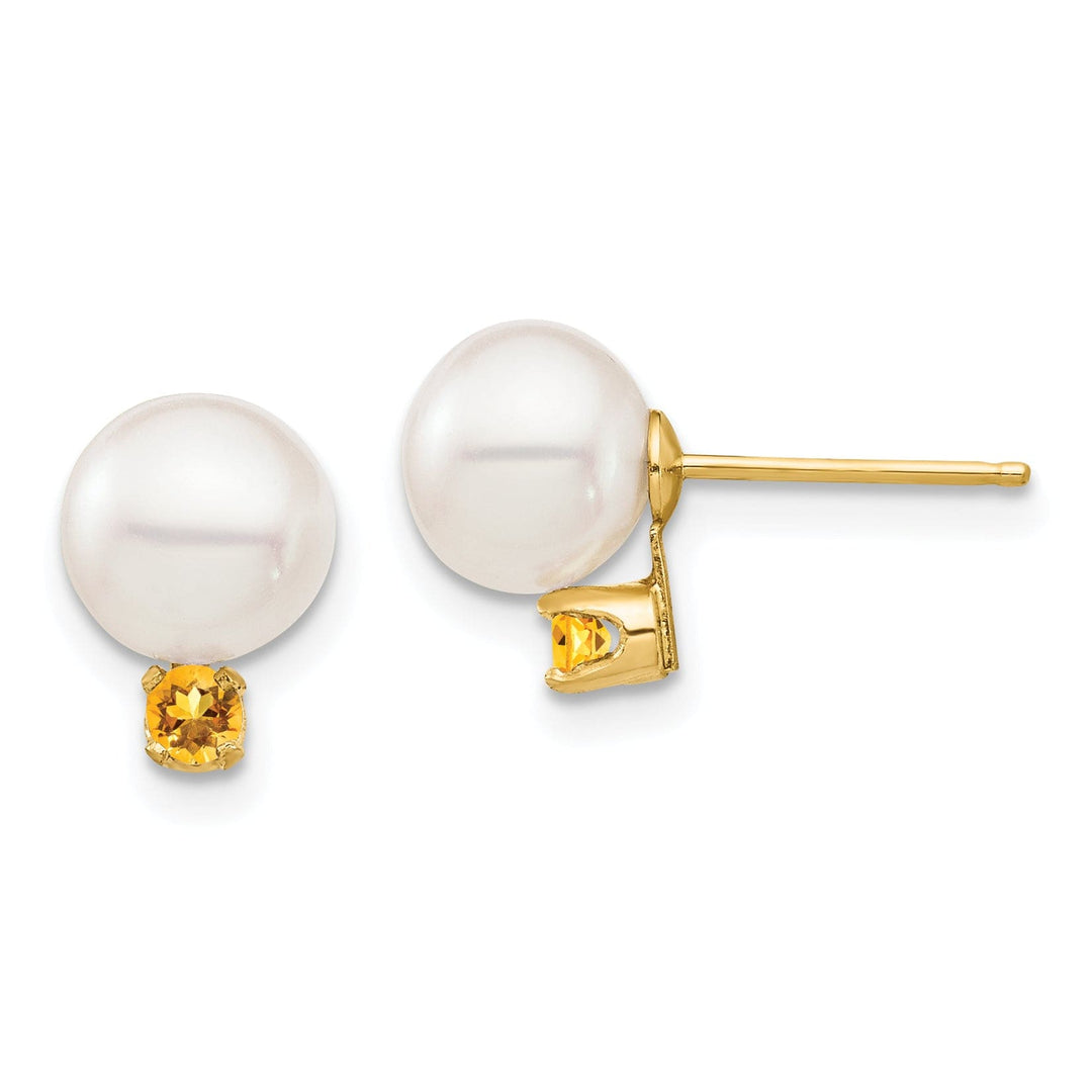 14K Yellow Gold Radiant 7-7.5mm Freshwater Pearl  Studs