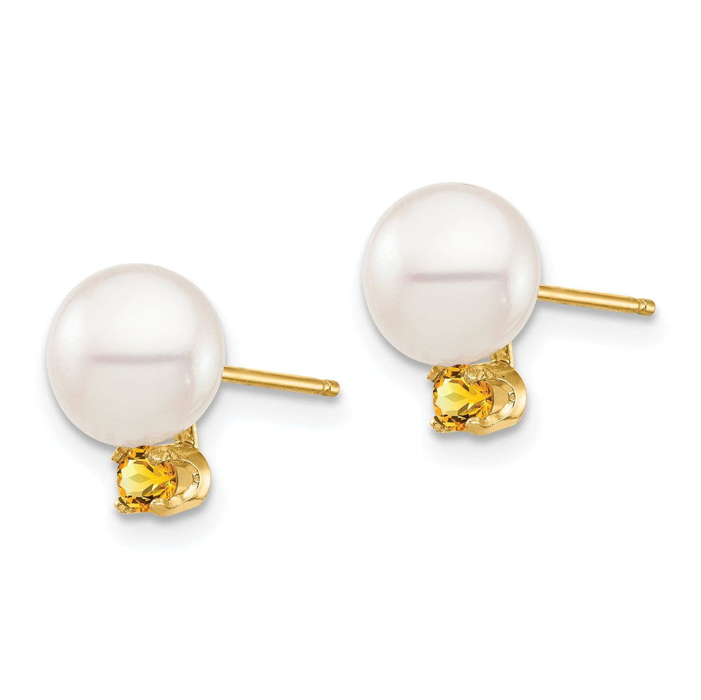 14K Yellow Gold Radiant 7-7.5mm Freshwater Pearl  Studs