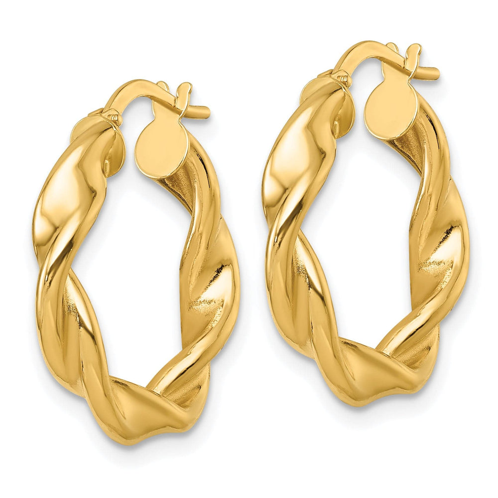 14K Yellow Gold Radiant Polished 22mm Twisted Hoops
