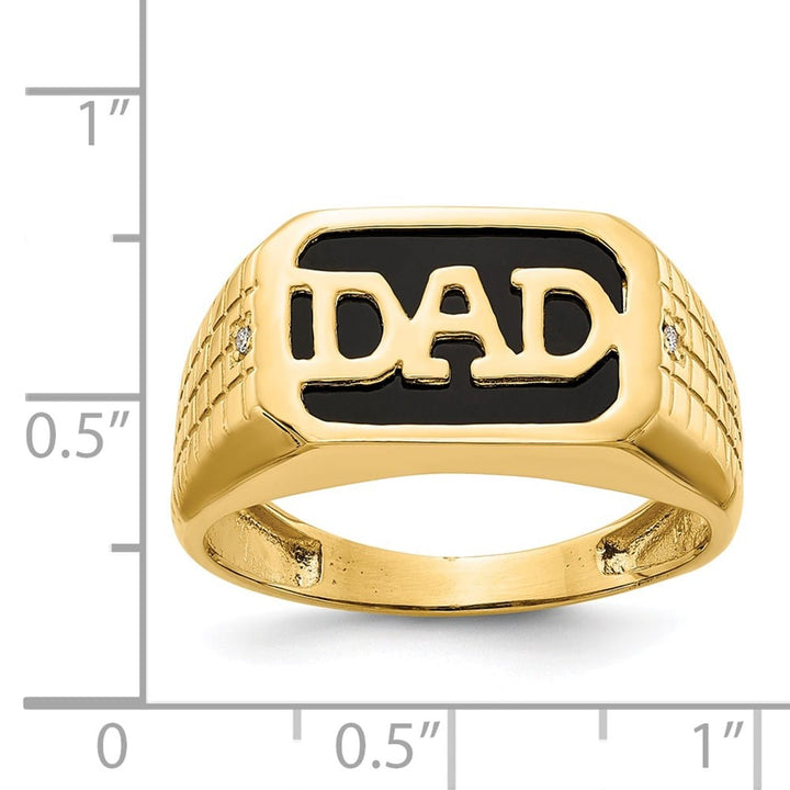 14k Yellow Gold Rectangle Onyx Diamond Dad Men's Ring