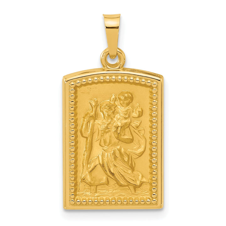 14K Yellow Gold Rectangular St. Christopher Medal Pendant
