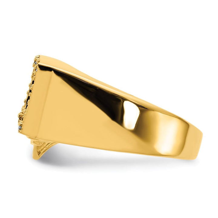 14k Yellow Gold Red and Black Enameled with Diamond Men's Ring