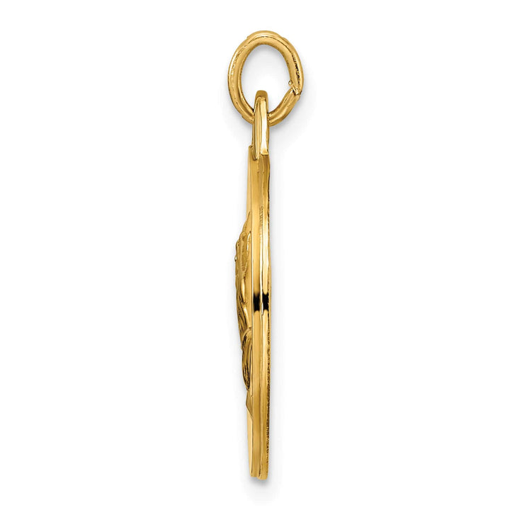 14K Yellow Gold Reversible Praying Hands and Serenity Prayer Disc