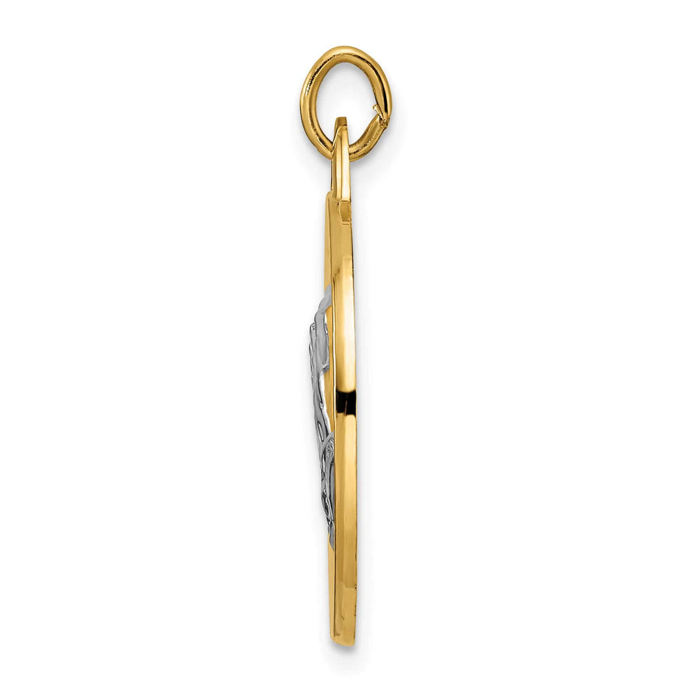 14K Yellow Gold Reversible Praying Hands and Serenity Prayer Disc