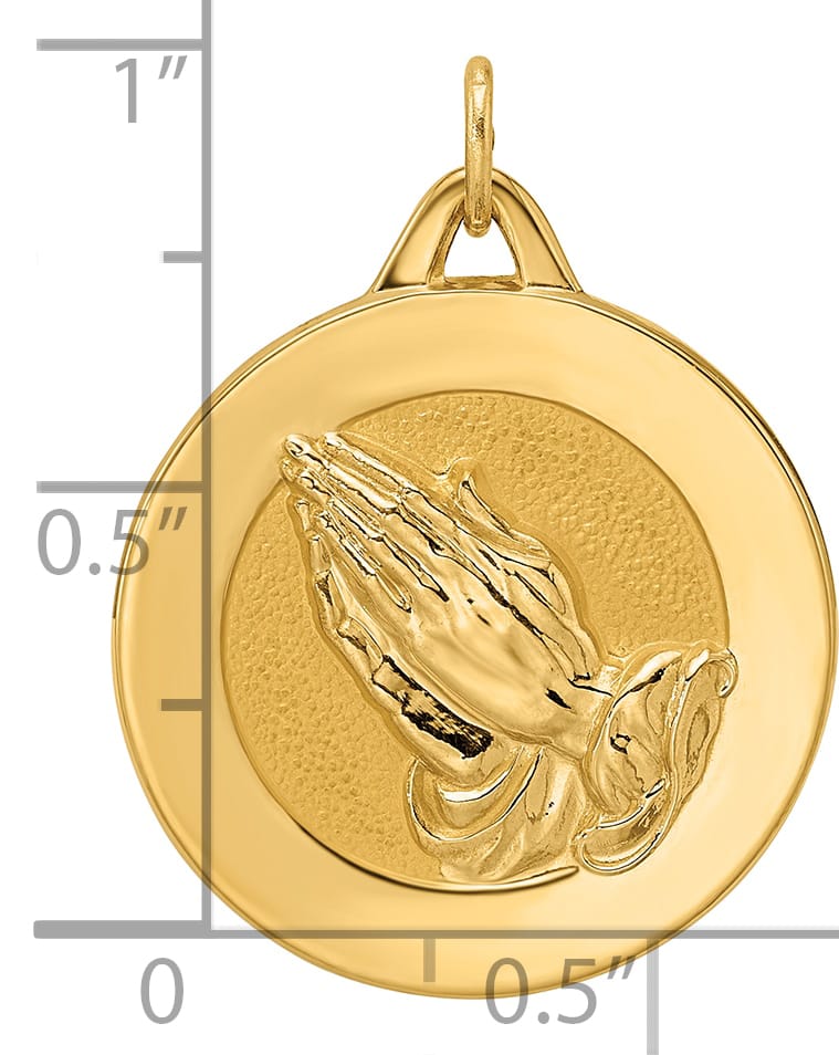 14K Yellow Gold Reversible Praying Hands and Serenity Prayer Disc
