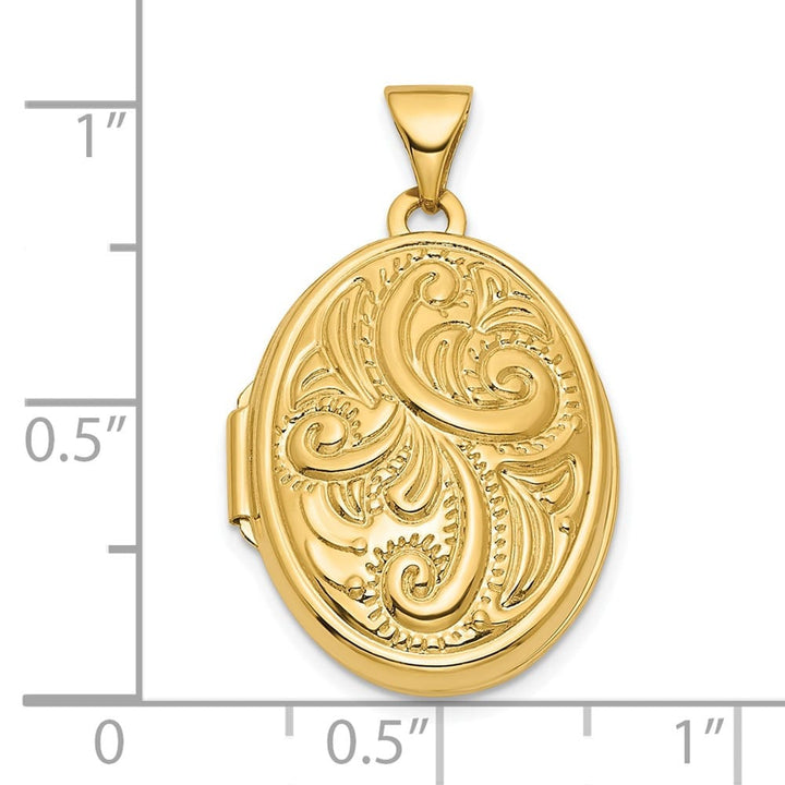 14K Yellow Gold Reversible Swirl Design 21mm Oval Locket