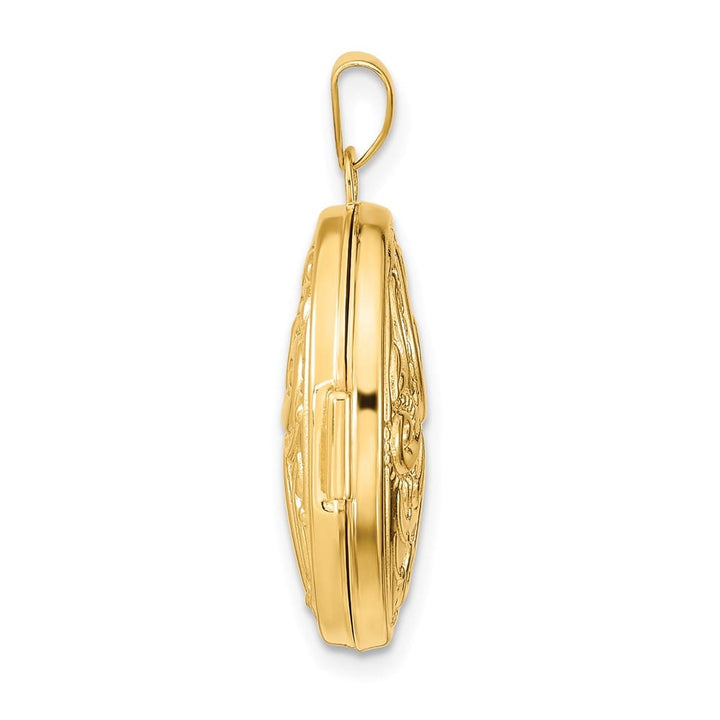 14K Yellow Gold Reversible Swirl Design 21mm Oval Locket