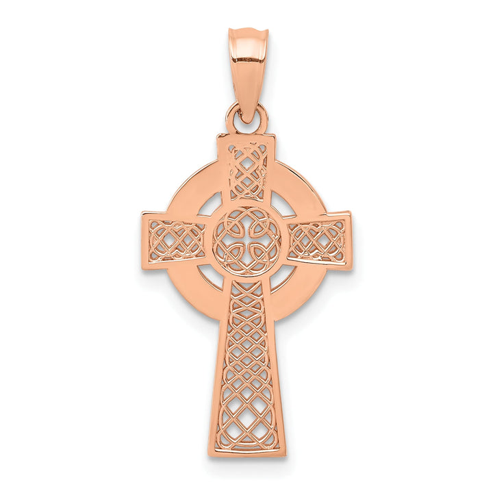 14K Yellow Gold Rose Gold Celtic Cross Pendant