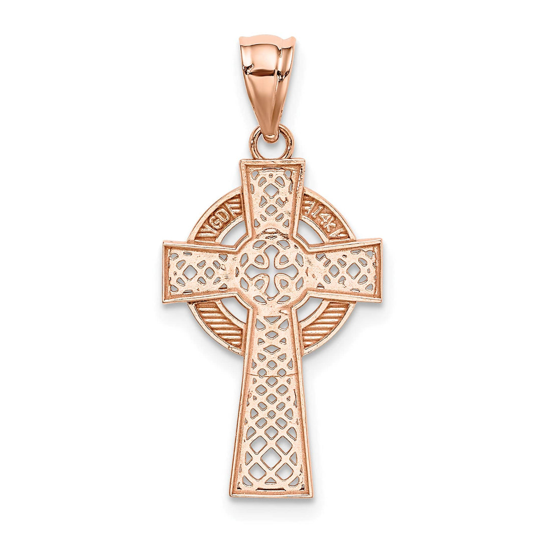 14K Yellow Gold Rose Gold Celtic Cross Pendant