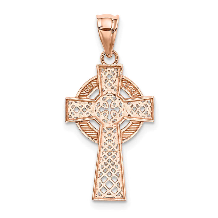 14K Yellow Gold Rose Gold Celtic Cross Pendant