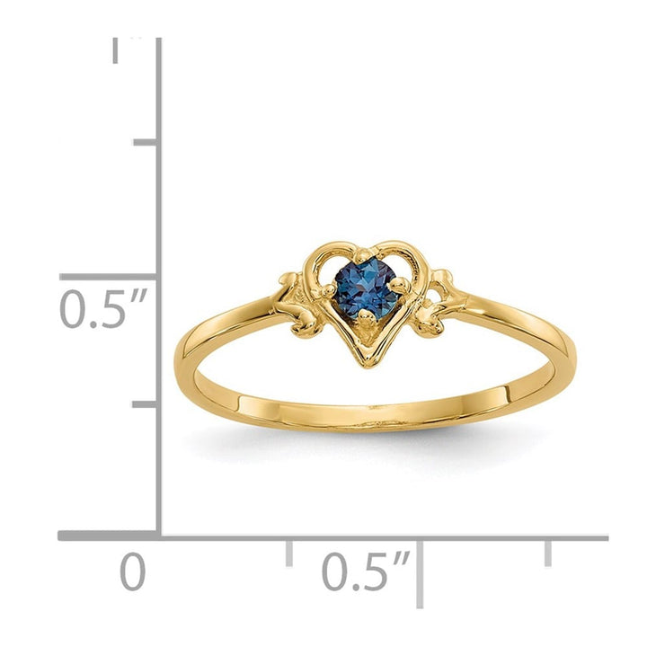 14k Yellow Gold Round Lab Created Alexandrite Birthstone Heart Ring