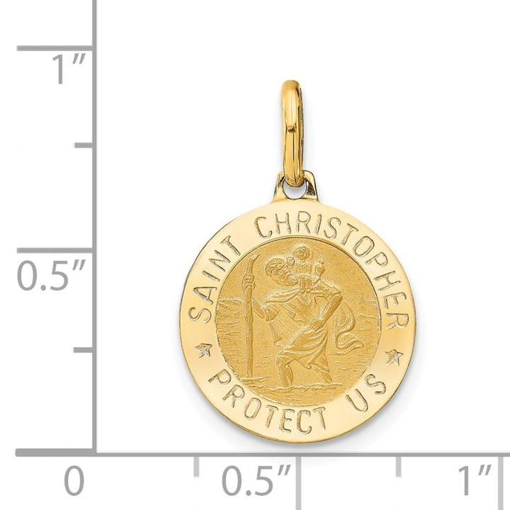 14K Yellow Gold Round St. Christopher 17 mm x 15 mm Pendant