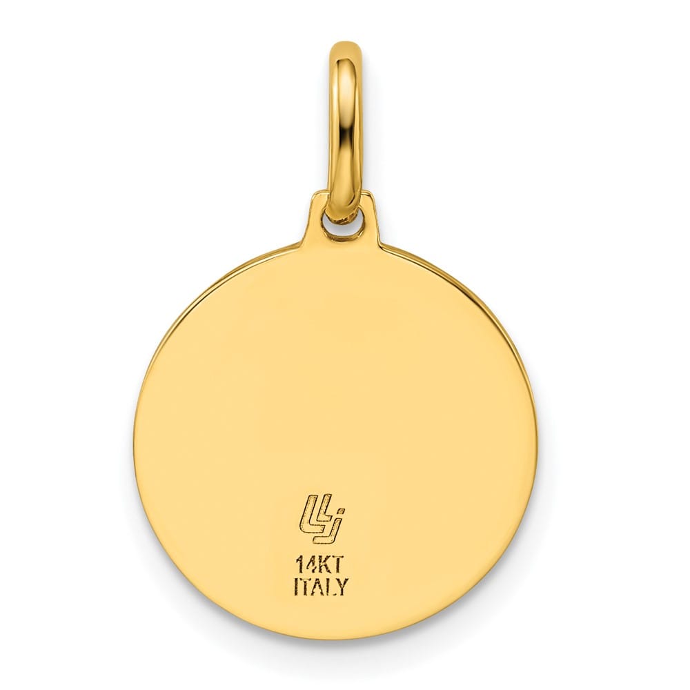 14K Yellow Gold Round St. Christopher 17 mm x 15 mm Pendant