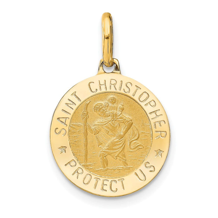 14K Yellow Gold Round St. Christopher 17 mm x 15 mm Pendant