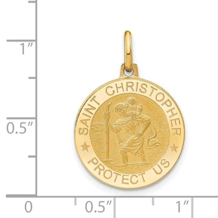 14K Yellow Gold Round St. Christopher 20.75 mm x 18.5 mm Pendant