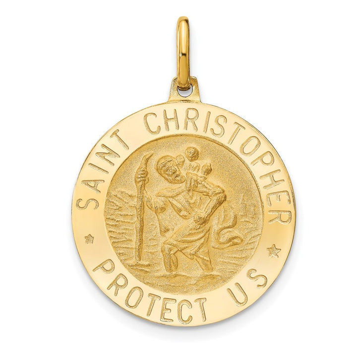 14K Yellow Gold Round St. Christopher 23.25 mm x 21 mm Pendant