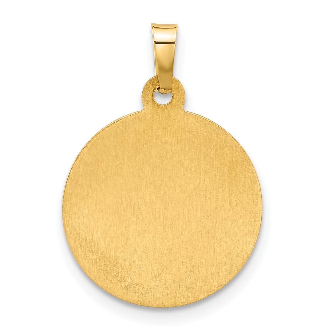 14K Yellow Gold Sacred Heart of Jesus Medal Round Pendant