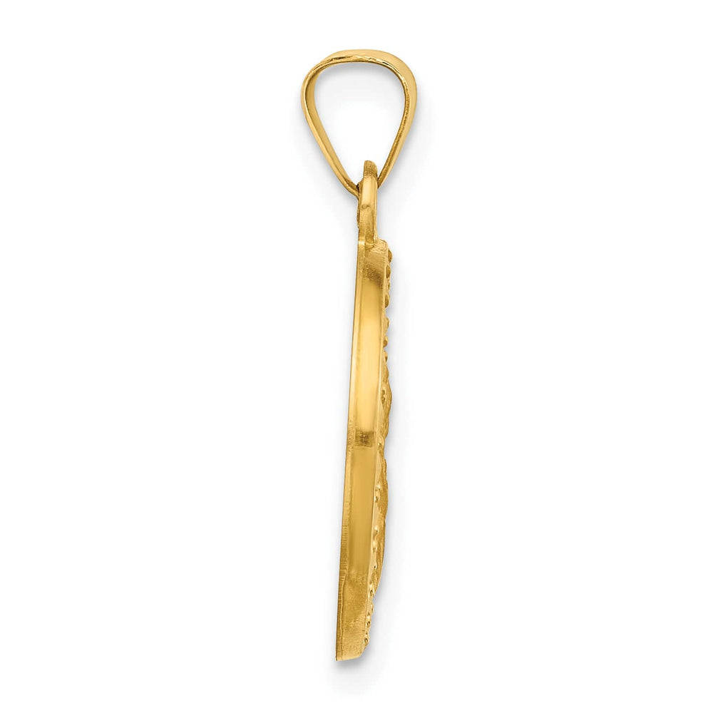 14K Yellow Gold Sacred Heart of Jesus Medal Round Pendant