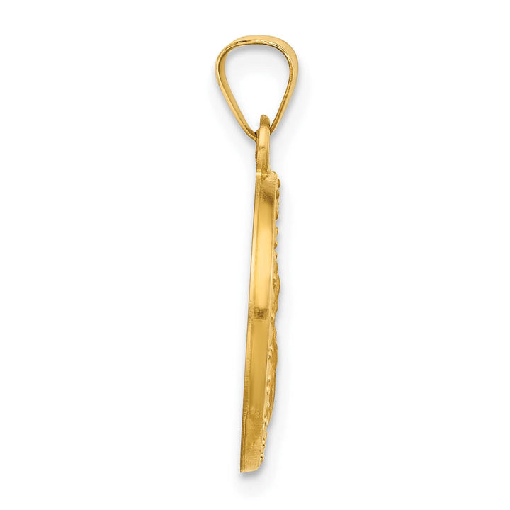 14K Yellow Gold Sacred Heart of Jesus Medal Round Pendant