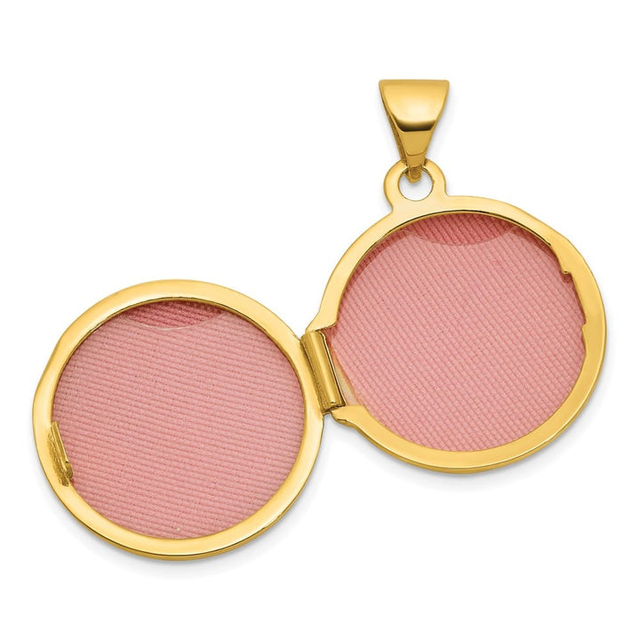 14K Yellow Gold Saint Christopher Protect Us 16mm Round Locket