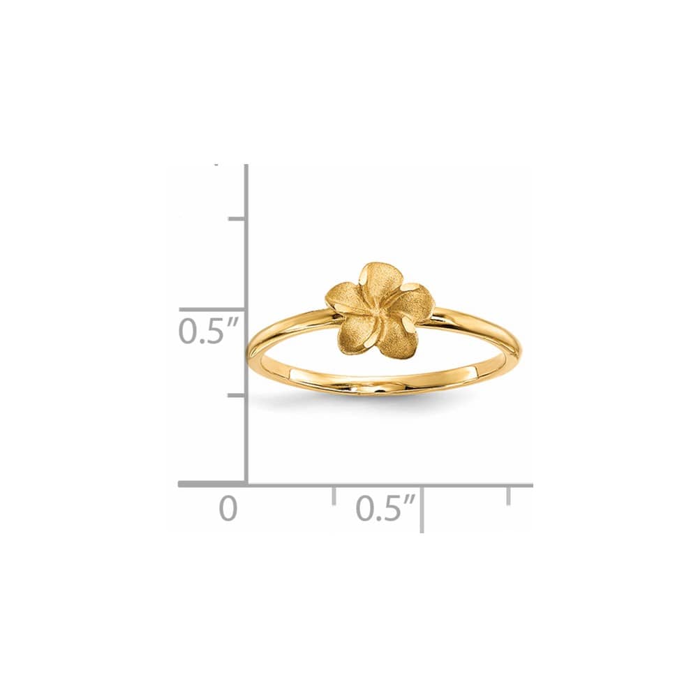 14k Yellow Gold Satin and D.C. Plumeria Ring