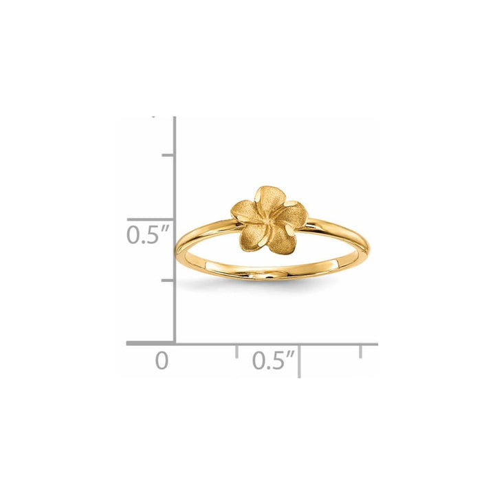14k Yellow Gold Satin and D.C. Plumeria Ring