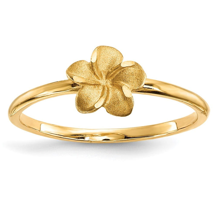 14k Yellow Gold Satin and D.C. Plumeria Ring