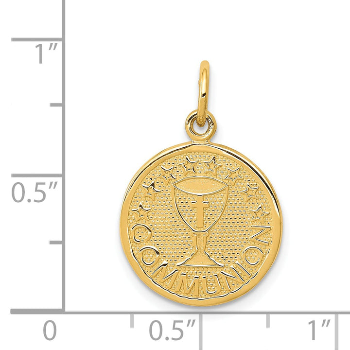 14K Yellow Gold Satin and Polished Communion Round Disc Charm