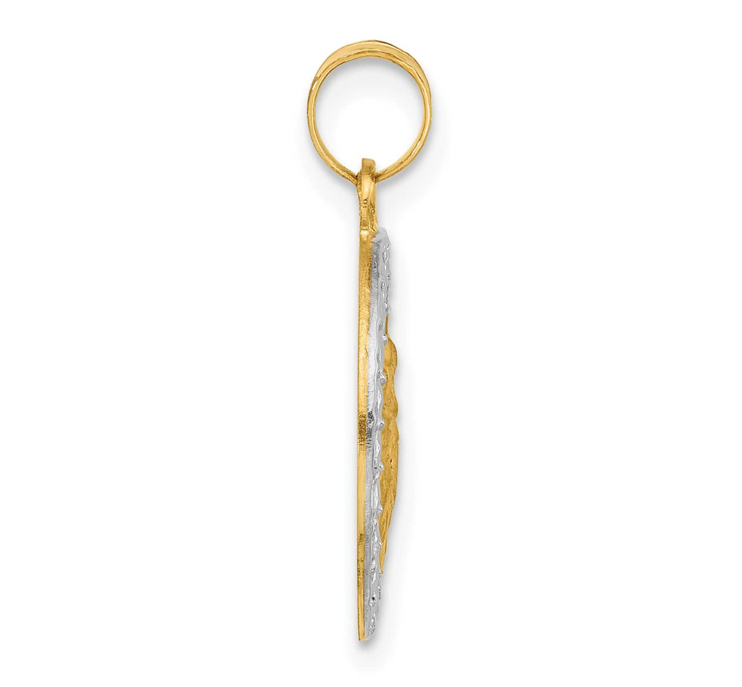 14K Yellow Gold Satin and Polished St. Anthony Medal Round Pendant